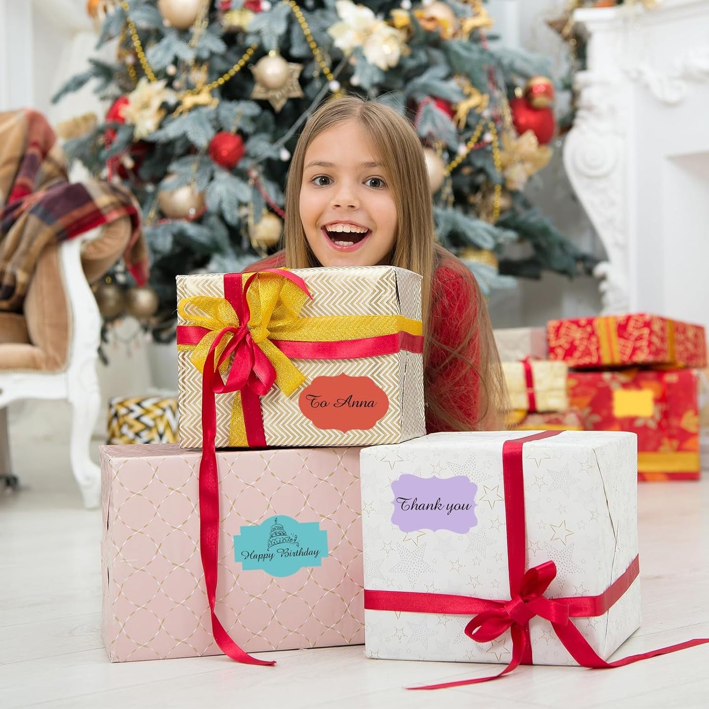 Purple Labels - 250 PCS 3" x 2" Fancy Shape Stickers for Storage Box or Food Jars