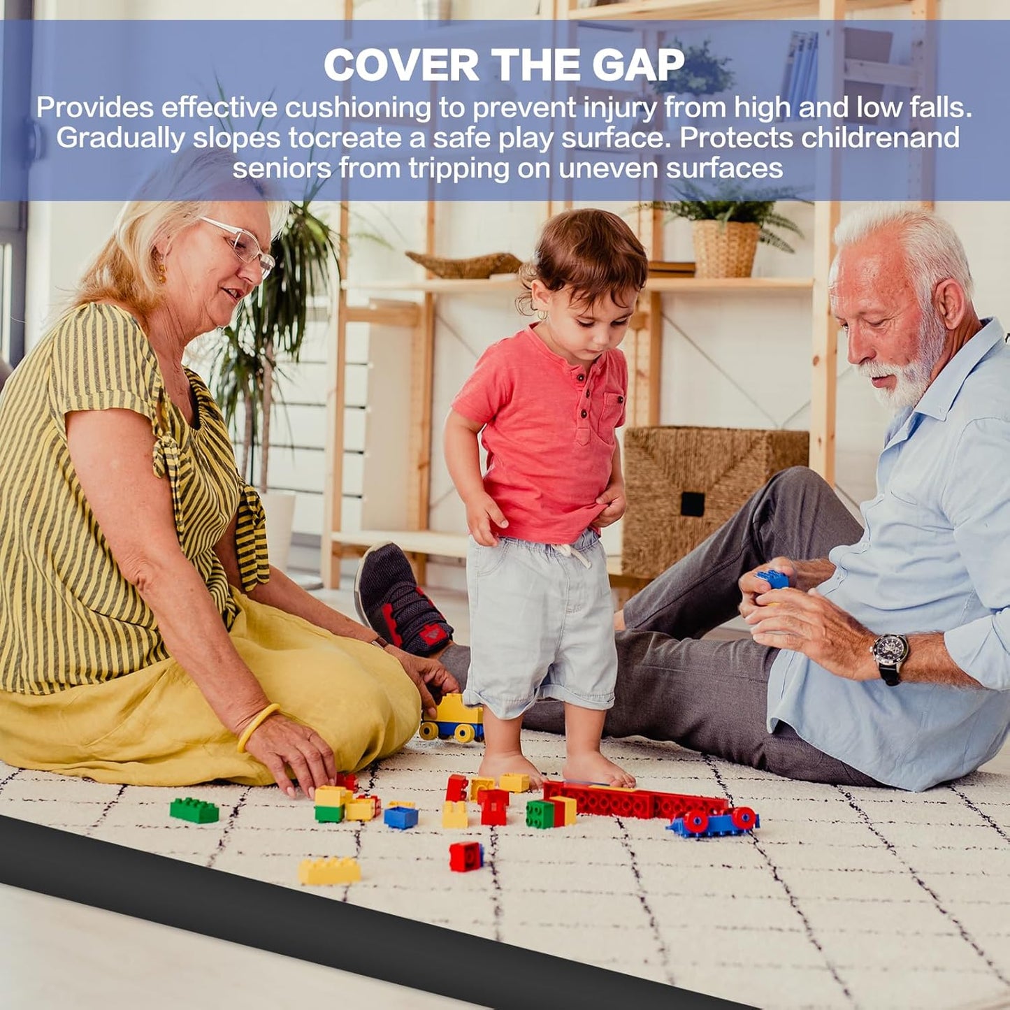 Floor Transition Strip Vinyl Door Threshold Ramp Self Adhesive Carpet Edging Strip Doorway Edge Trim, Overlap Edge Reducer for Laminate Carpet, Floor, Tile (Black, 2/5" to 3/5", 3.3Ft)