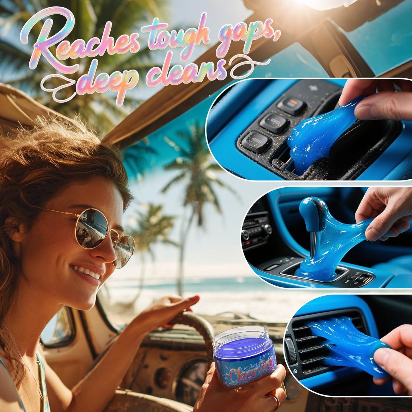 ASFSKY Car Cleaning Gel (Fruit Aroma) Cleaning Putty Universal Dust Cleaning Car Interior Cleaner Keyboard Dust Remover Car Slime Gifts for Men Women Girl（4 Pack）