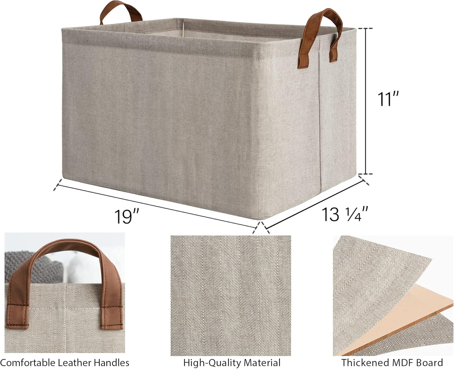 StorageWorks 45L Extra Large Storage Baskets, Storage Bins for Shelves, Closet, Fabric Organizers with Handles and Metal Frame, Brown and Beige, 2-Pack