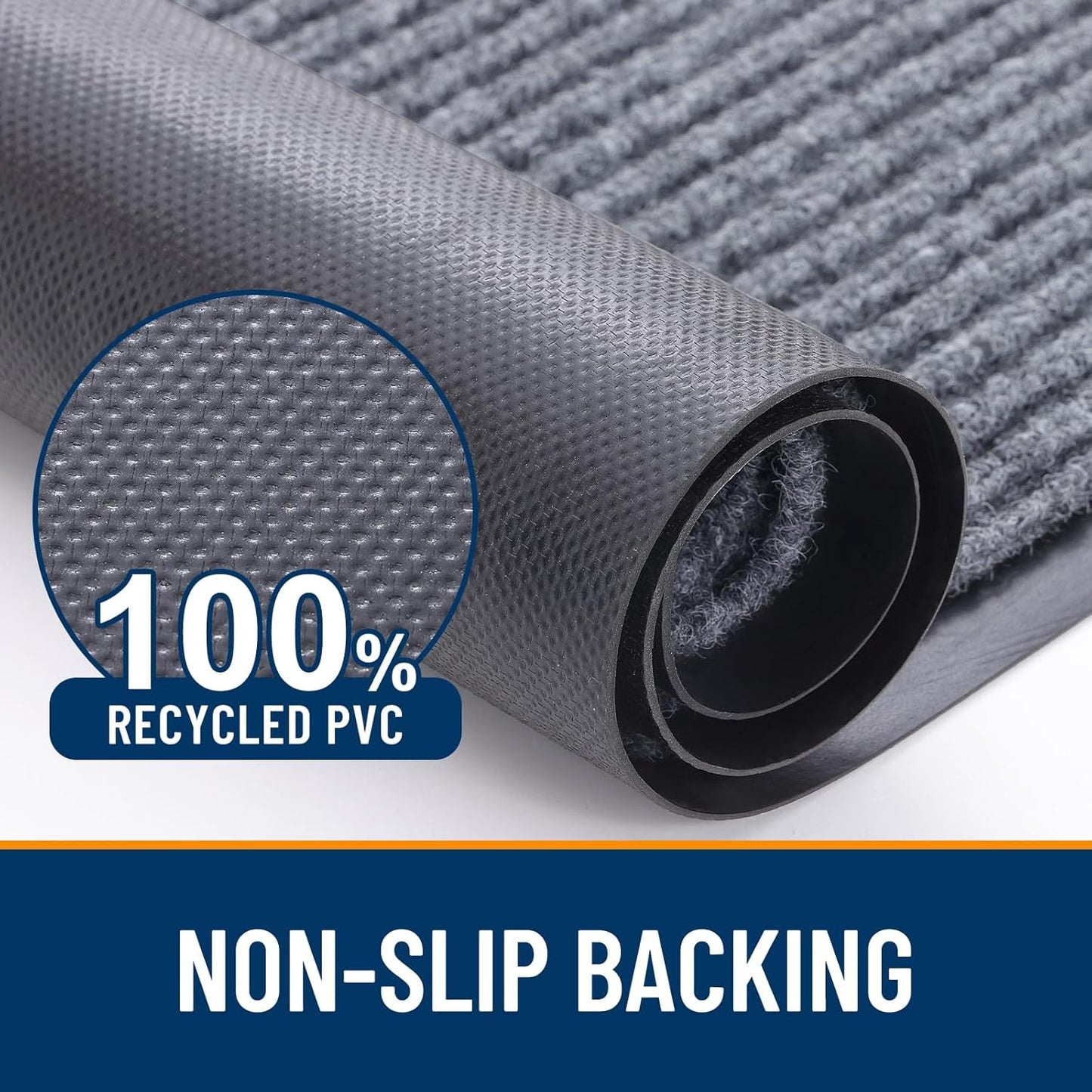 OLANLY Front Door Mat Indoor Outdoor Entrance, Waterproof Heavy Duty Doormat, Fade Resistant, Low Profile, Easy Clean Patio Porch Welcome Floor Mats for Entry, 71x24, Light Gray