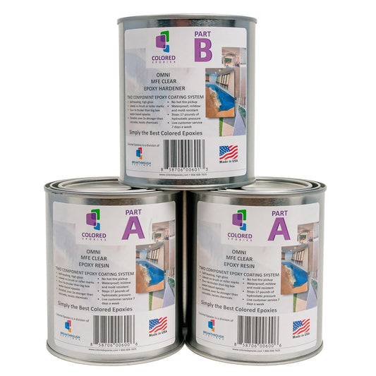 Coloredepoxies 10001 Clear Epoxy Resin Coating 100% Solids, High Gloss For Garage Floors, Basements, Concrete and Plywood. 3 Quart Kit