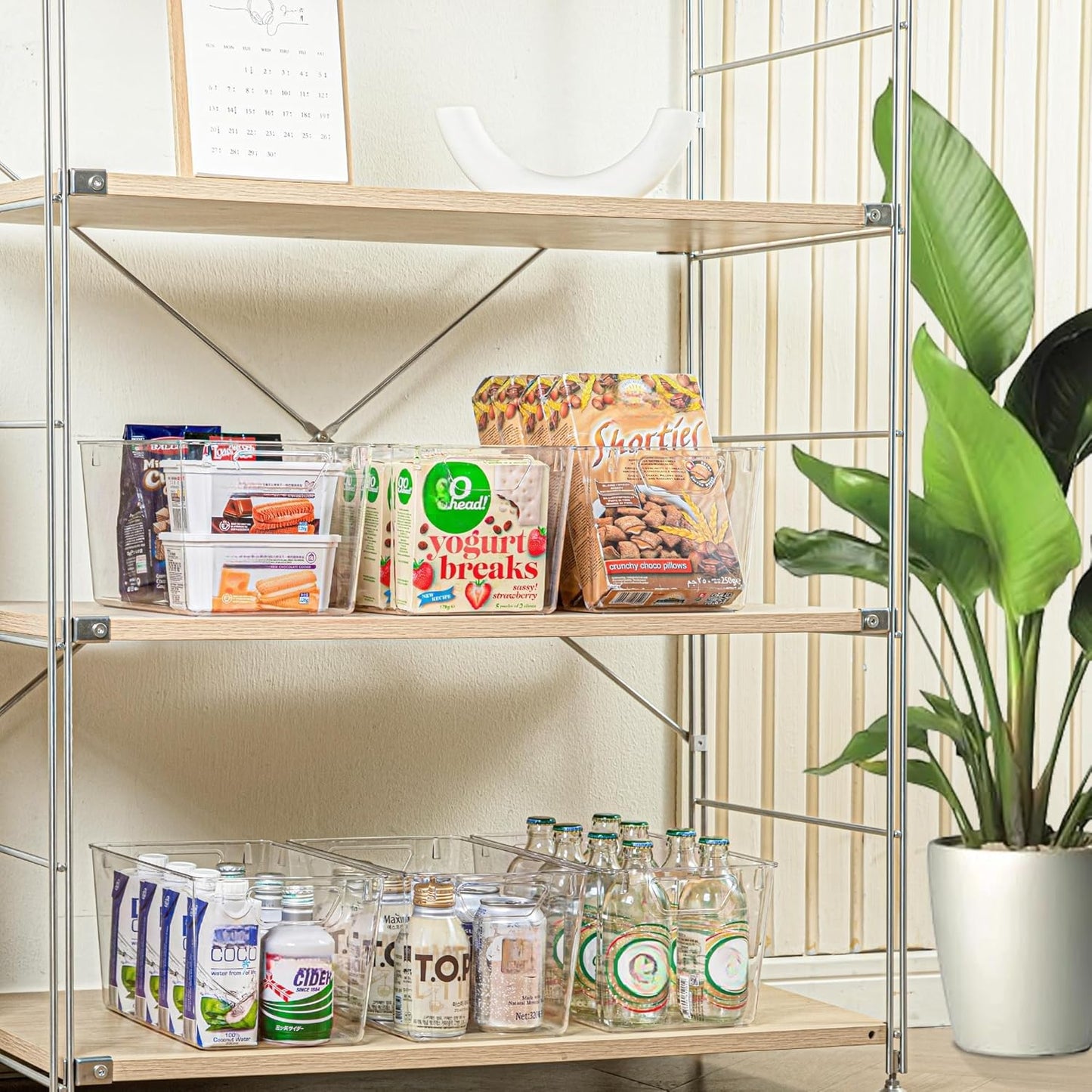 Attelite Clear Plastic Storage Bins,Large 12 Pack Pantry Organizer with Handle,BPA Free Plastic Storage Containers for Fridge,Closet,Bathroom,Under Sink and Kitchen Organization