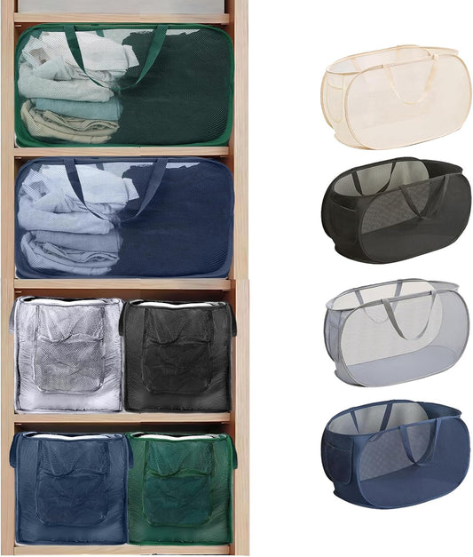 4 Pack Closet Storage Bins, Storage Containers for Closets, Fabric Closet Bins for StorageDecorative ,Collapsible Baskets for Organizing Clothes Toy Nursery (Black/Blue/Beige/Gray)