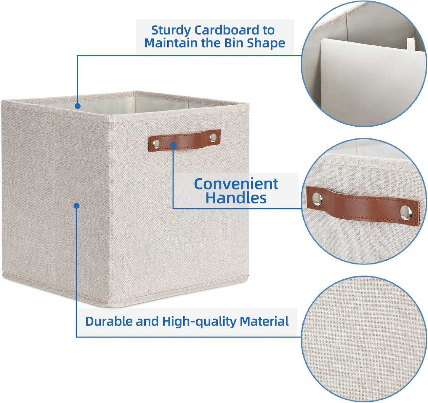 Temary Cube Storage Bins 12 Inch Storage Cubes 4PCs Fabric Organizer Bins Boxes with Handles, Sturdy Collapsible Closet Storage Organizer for Shelf, Bedroom, Cabinet (Beige, 12 x 12 x 12)