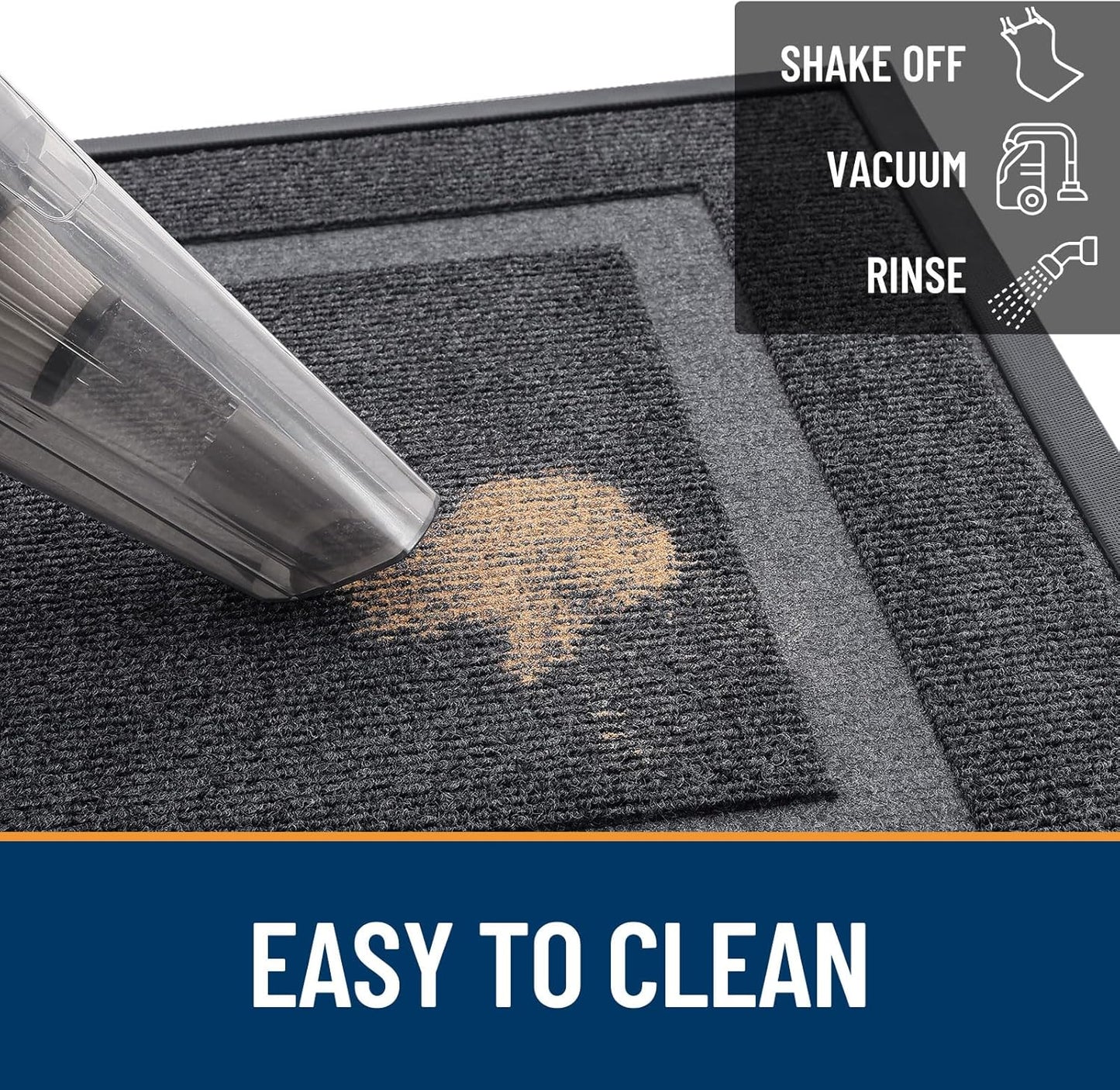 OLANLY Front Door Mat Indoor Outdoor Entrance, Waterproof All-Season, All-Weather Doormat, Sturdy Natural Rubber, Fade Resistant, Low Profile, Easy Clean Patio Porch Entryway Mat, 59x35, Grey