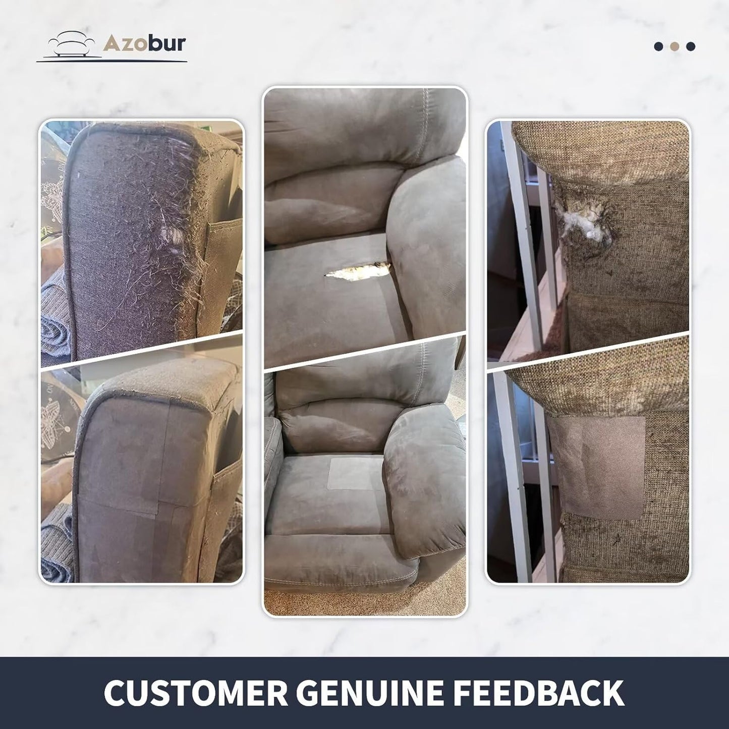 Azobur Velvet Patch,Self-Adhesive Rectangular Flannel Fabric Patch,Multicolor Available Anti Scratch Velvet 8X11 Inch Peel and Stick for Sofas, Automotive Interior, Handbags,and Pillow (Light Grey)