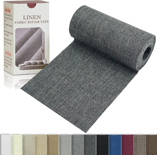 Linen Repair Tape 4x70 Inch Self-Adhesive Couch Patch Repair Fabric Patch for Furniture,Sofas,Cushion,Chairs,Bags,Linen Goods(Dark Grey)