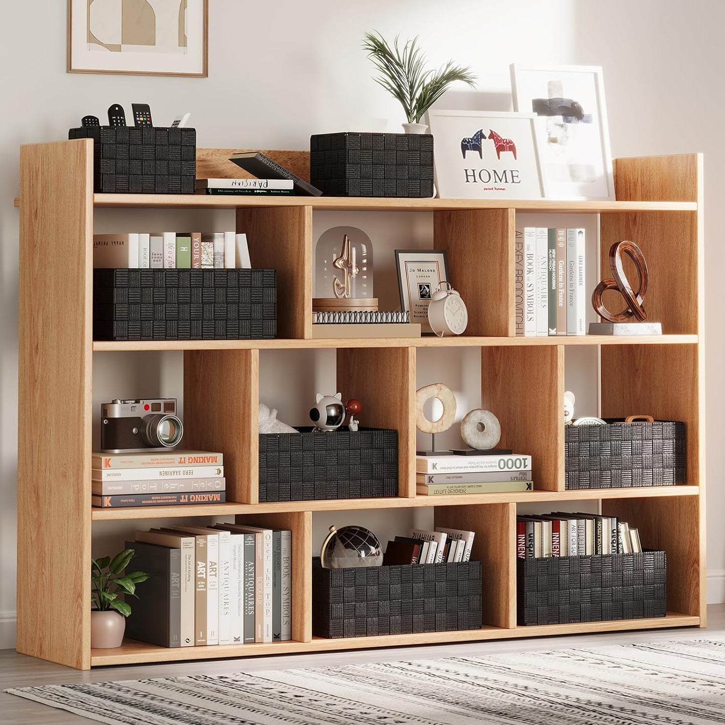 Woven Storage Baskets, Storage Bins, Cube Basket Container Baskets Storage Boxes Organizers for Clothes /Shelves/ Closet, Set of 6 (Black)