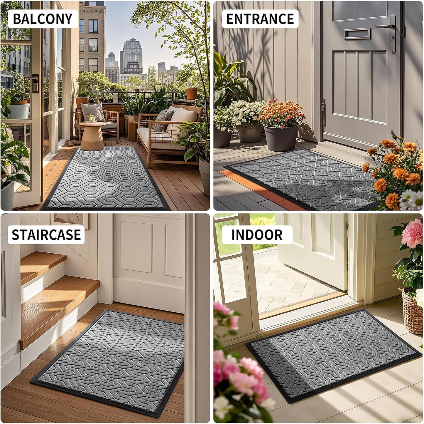 Yimobra Large Door Mat Outside Entrance 36x24, Waterproof Heavy Duty Outdoor Mats for Front Door, Non Slip Rubber Entry Mat for Garage Patio, Easy Clean, Grey
