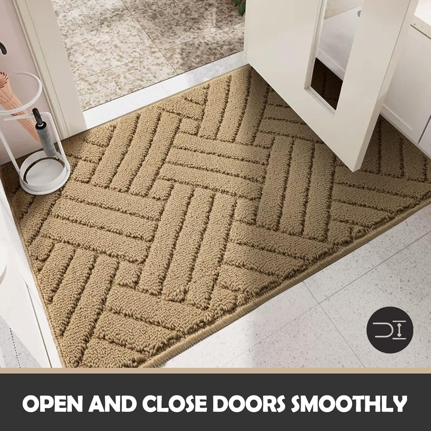 Door Mat Indoor Doormat, Brown Entryway Rug Door Mats Non-Slip Rubber Backing,Heavy Duty Low-Profile Entrance Rugs, Absorbent Resist Dirt Doormats Floor Door mat for Entryway,32"x48"