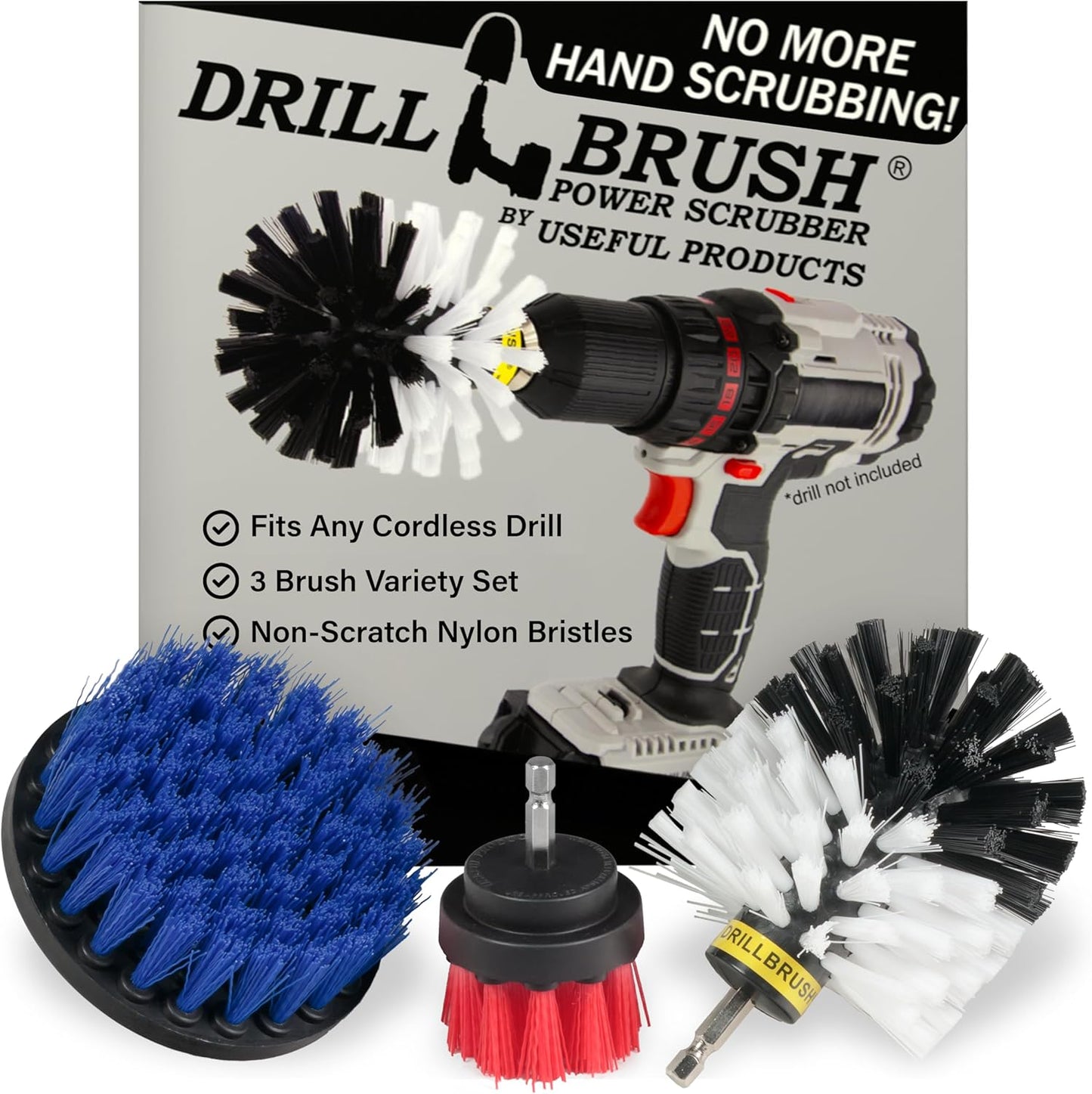 Drill Brush Attachments for Cleaning Carpet, Chairs, Seats, Wheels, Vinyl, Bathroom, Bathtubs, Shower, Tile, Grout, Trucks, Boats - Drill Brush for Car Detailing - Car Detailing Kit Interior Cleaner