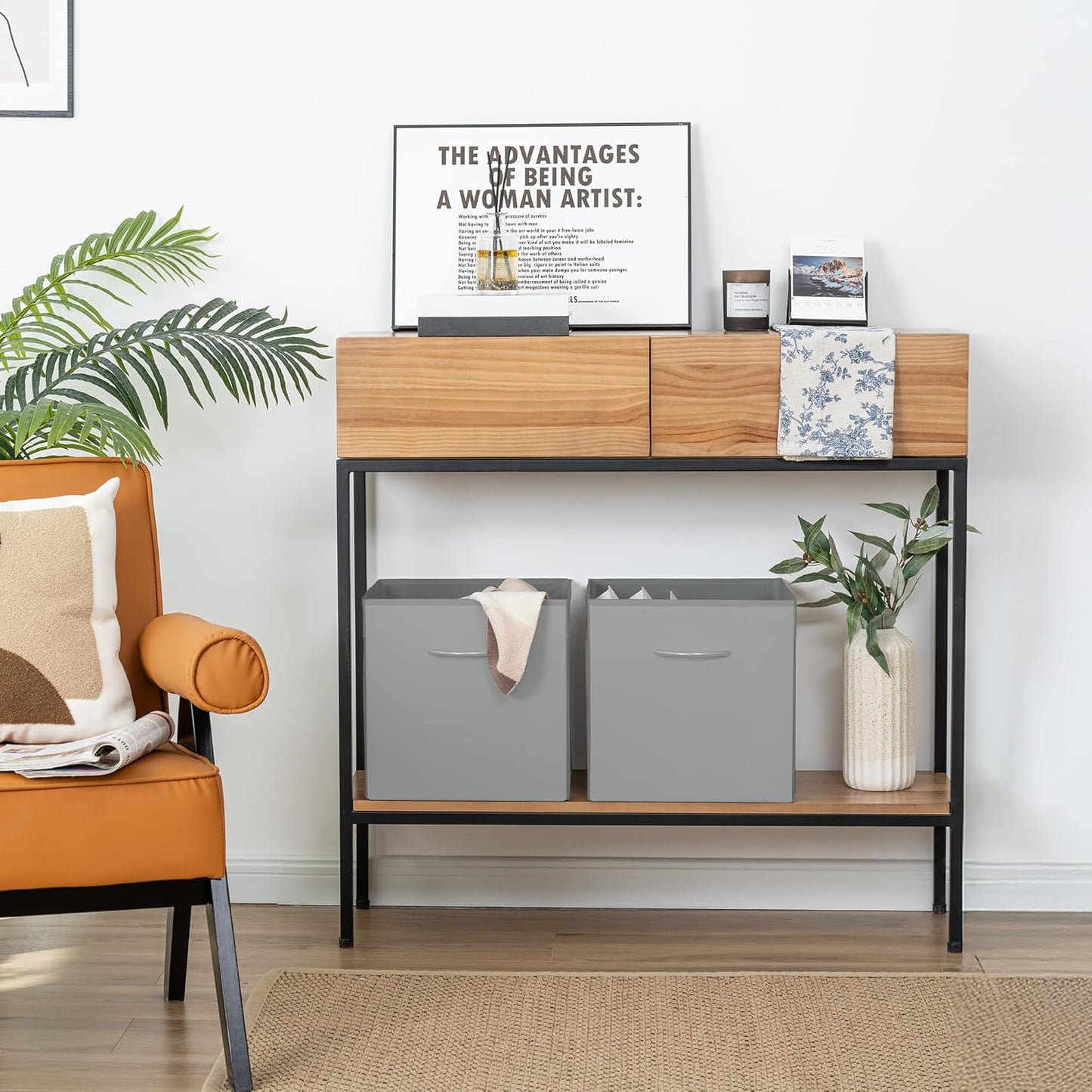 StorageWorks Gray Storage Cubes, 13x13 Storage Cube Bins with Handle, Cube Storage Organizer Bins for Shelves and Closet, Collapsible Storage Bins, 4-Pack