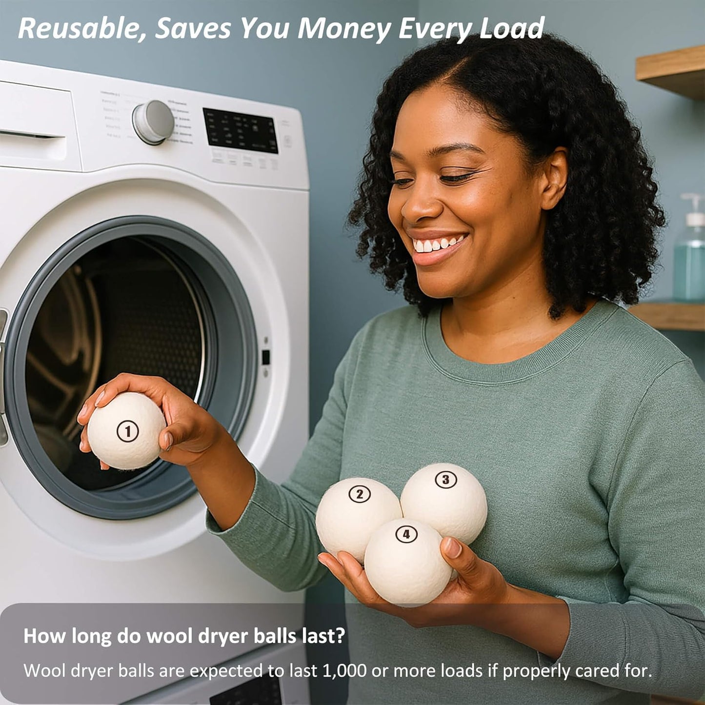 Sheep Wool Dryer Balls 12 Pack L(2.3") Premium Natural Fabric Softener, Reusable Laundry Dryer Balls for Reducing Drying Time, Static and Wrinkles, Eco-Friendly – 100% New Zealand Wool