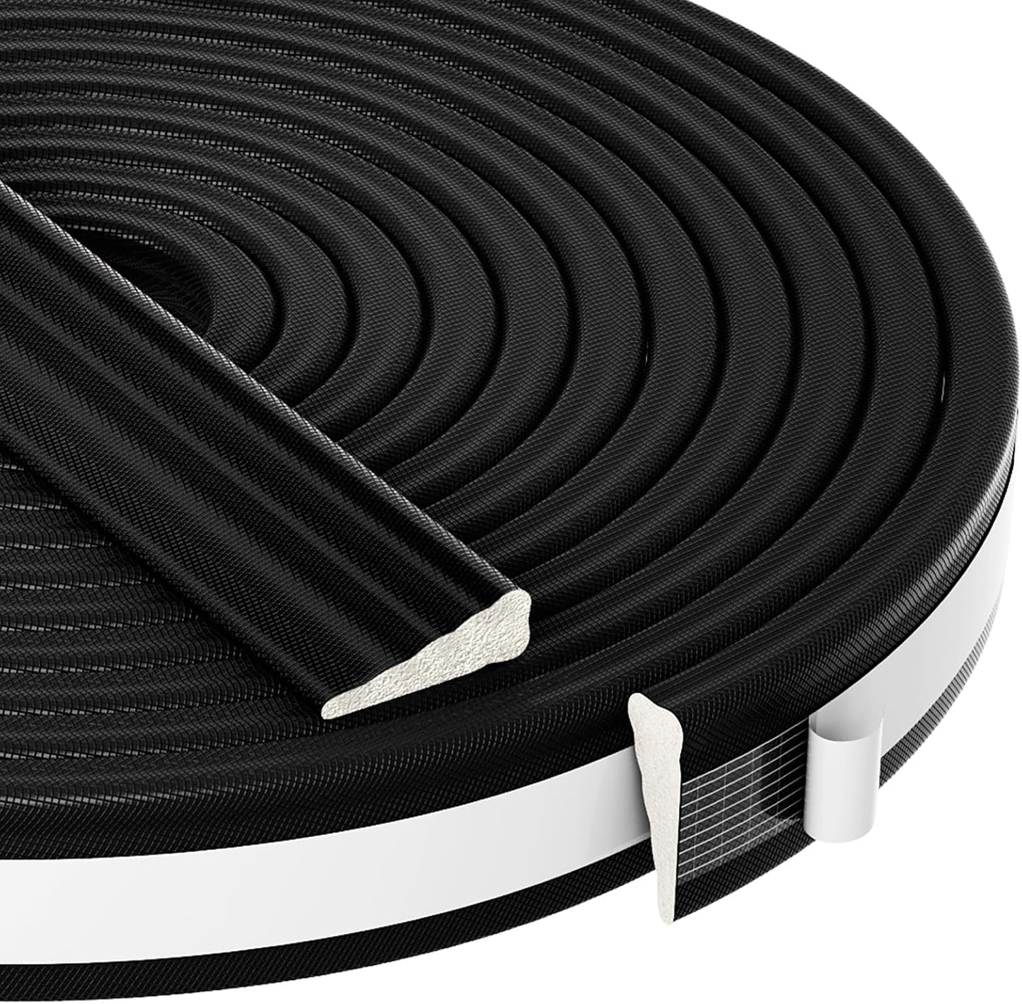 QDiShi 118" Wedge-Shape Weather Stripping Door Seal Weatherproof Foam Seals Self Adhesive Insulation Anti-Collision Strip Soundproofing Frame Insulation Tape Fits 0.13-0.31" Gaps(Black)