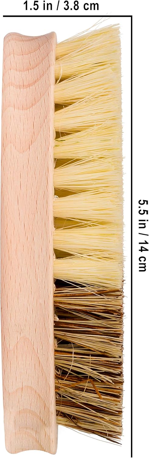 REDECKER Hard and Soft Side Vegetable Brush - Beechwood Handle - 2 Different Bristle Strengths for Cleaning Delicate or Tough-Skinned Vegetables, 5-1/4 inches - Vegetable Scrubber, Made in Germany