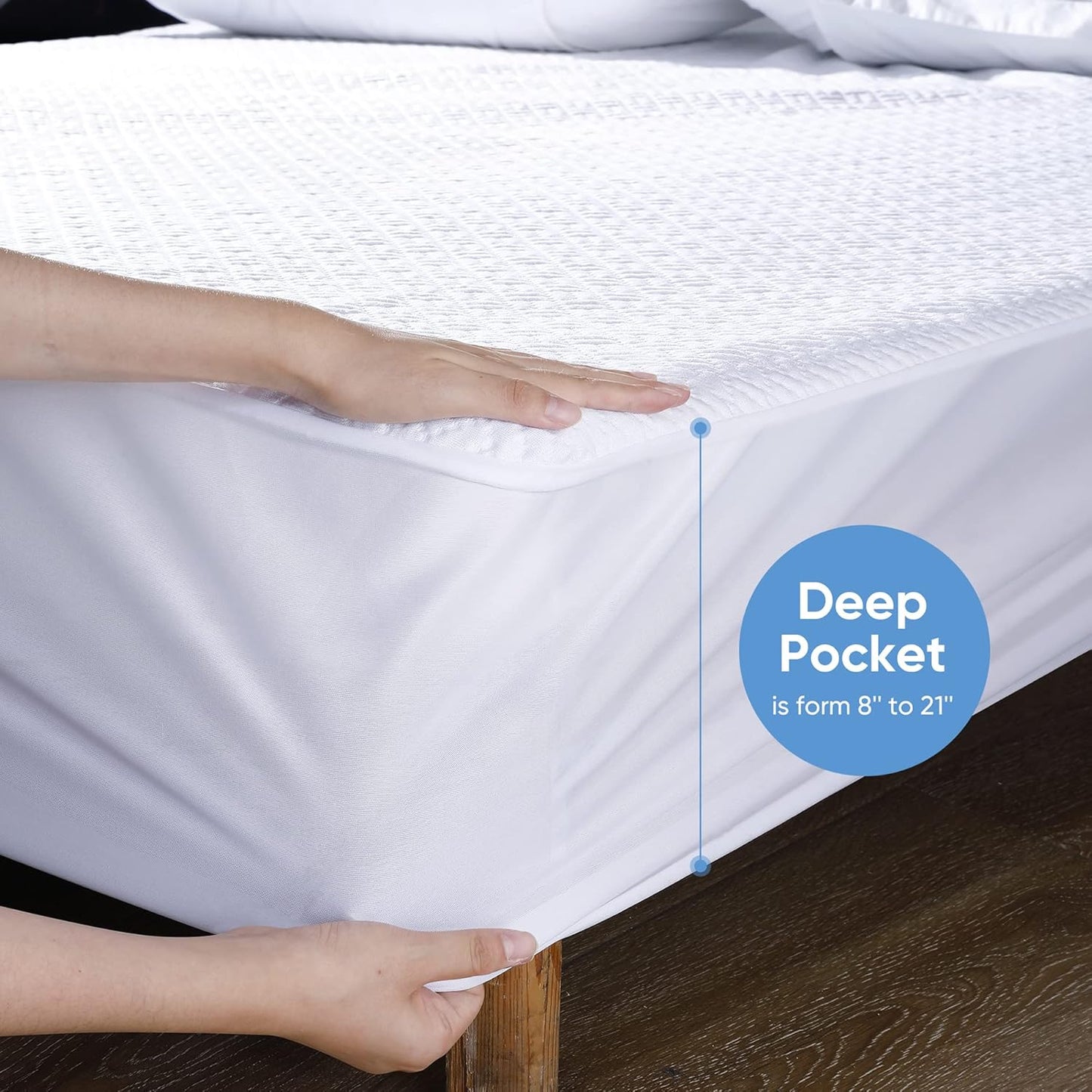 Hanherry 100% Waterproof Mattress Protector Full Size, Mattress Cover 3D Air Fabric Cooling Mattress Pad Cover Smooth Soft Breathable Noiseless, 8''-21'' Deep Pocket