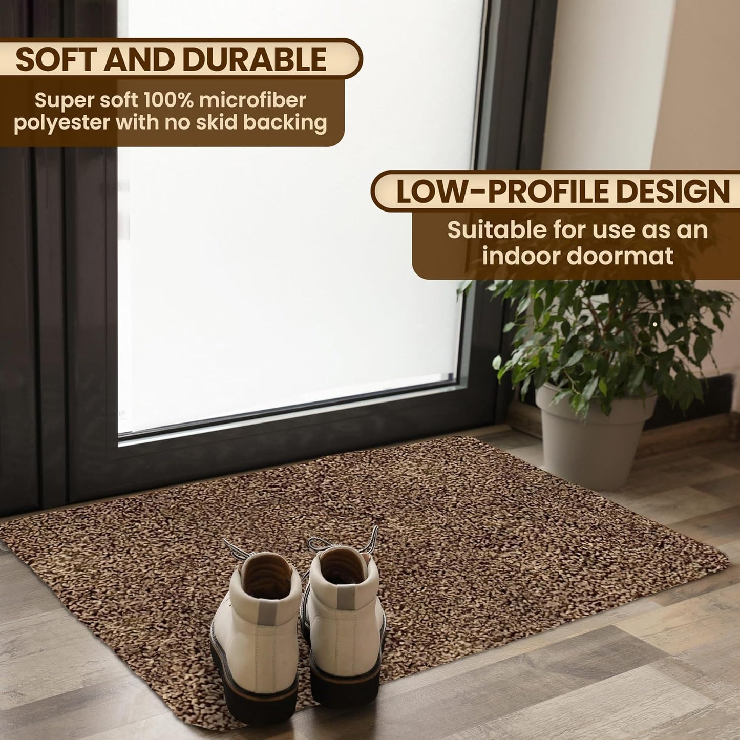 Premium Microfiber Indoor Door Mat – 24"x36" Washable Entry Mat, Non-Slip, Waterproof Backing, Super Absorbent, Low Profile Entryway Doormat for Indoor Entrance