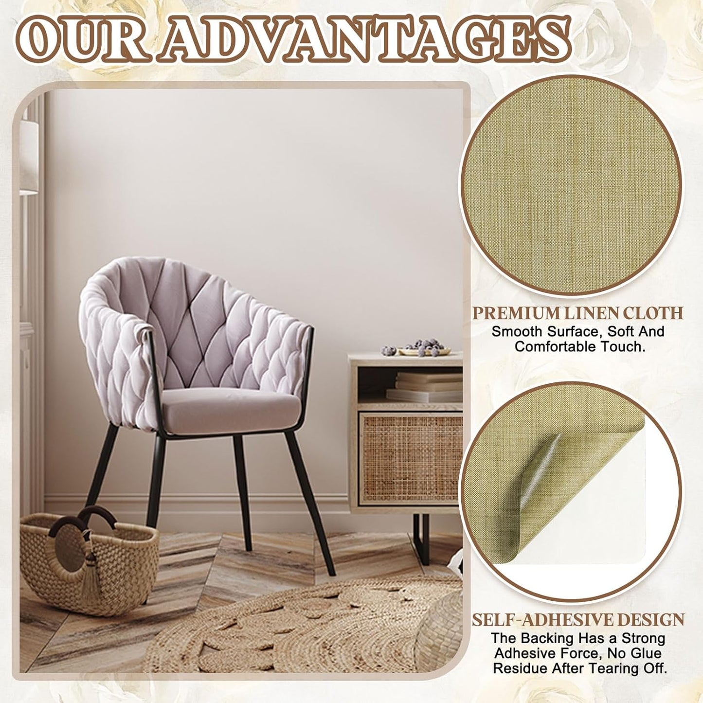 PATIKIL Linen Repair Patch, 8 x 11 Inch Self-Adhesive Linen Fabric Repair Patches for Sofa Couch Clothes Handbag Tents Car Seats Furniture, Camel