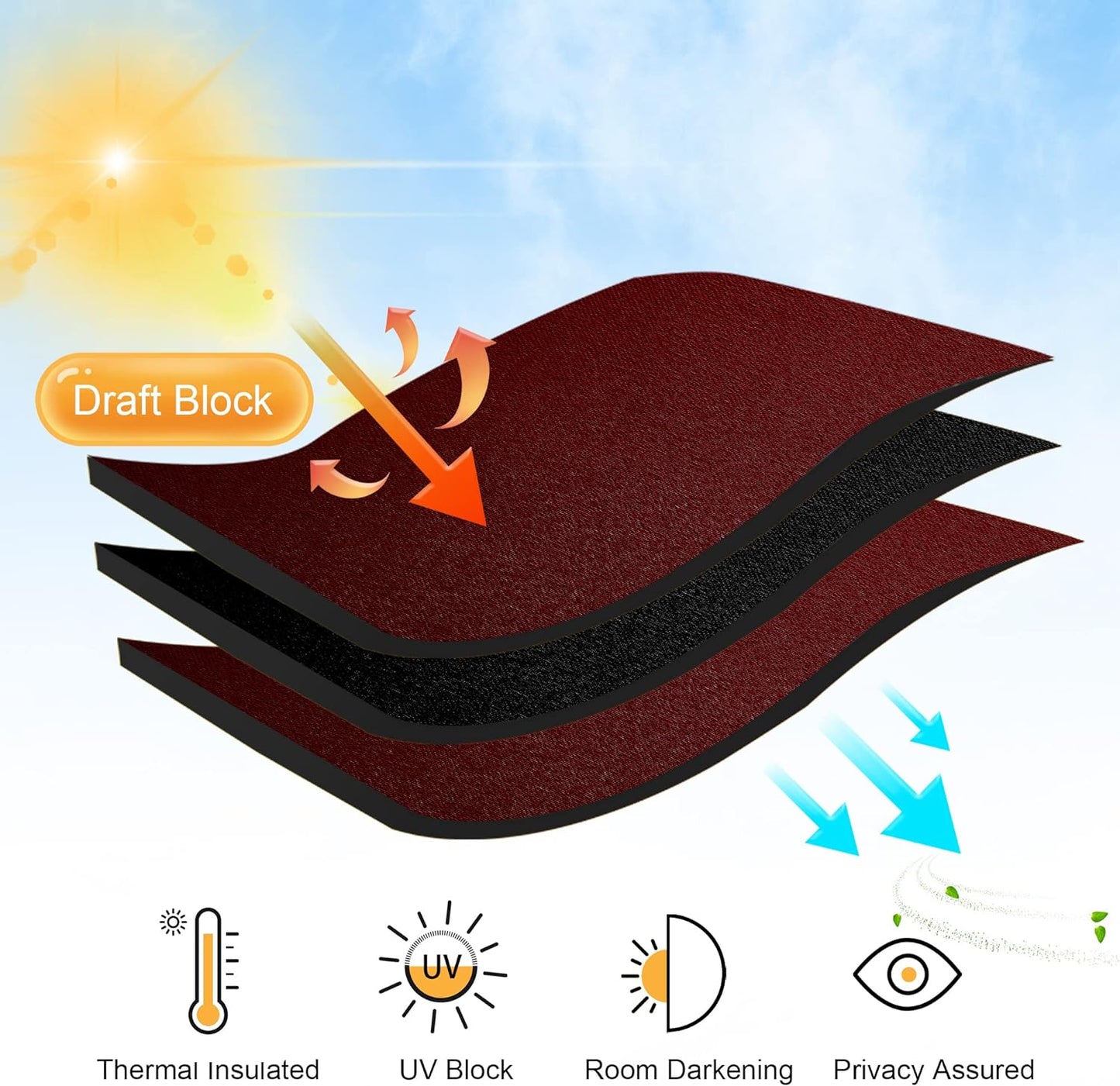 RYB HOME Small Window Curtains - Room Darkening Light Block Energy Efficient Privacy Drapes for Kitchen Dining Bedroom Bath, W 29 x L 36 inches, Burgundy Red, 2 Panels