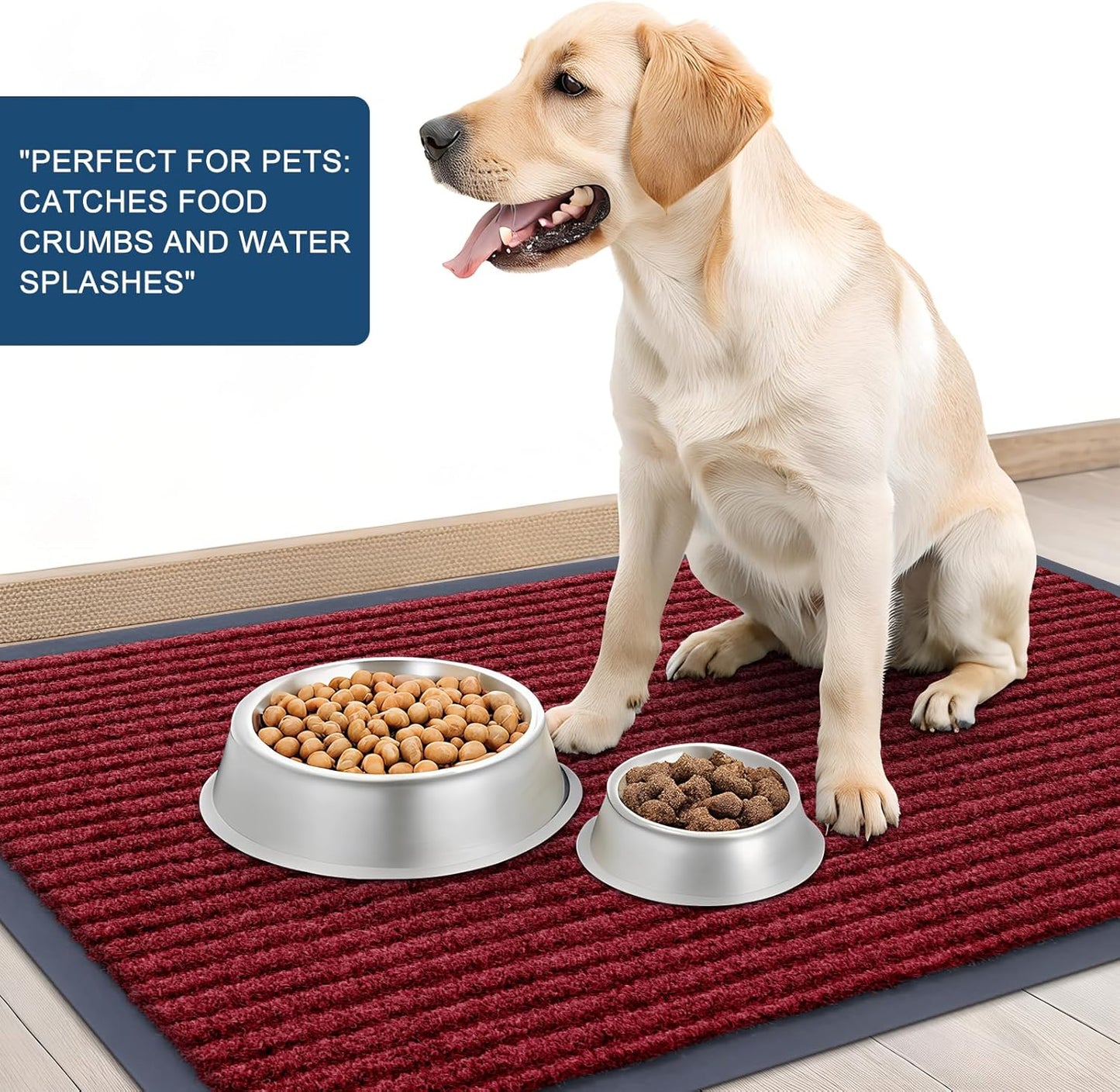 OLANLY Front Door Mat Indoor Outdoor Entrance, Waterproof Heavy Duty Doormat, Fade Resistant, Low Profile, Easy Clean Patio Porch Welcome Floor Mats for Entry, 36x24, Wine Red