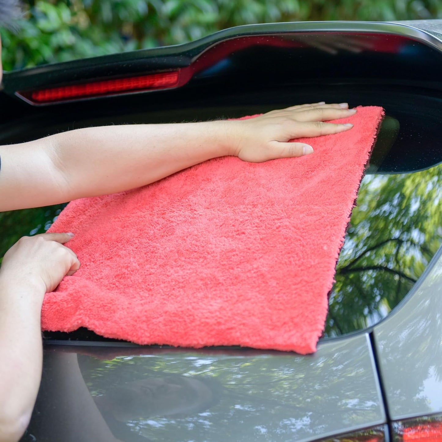 CARCAREZ Microfiber Car Wash Drying Towels Professional Grade Premium Microfiber Towels for Car Wash Drying 450GSM 16 in.x 16 in. Pack of 6 (6 Pack, Red)
