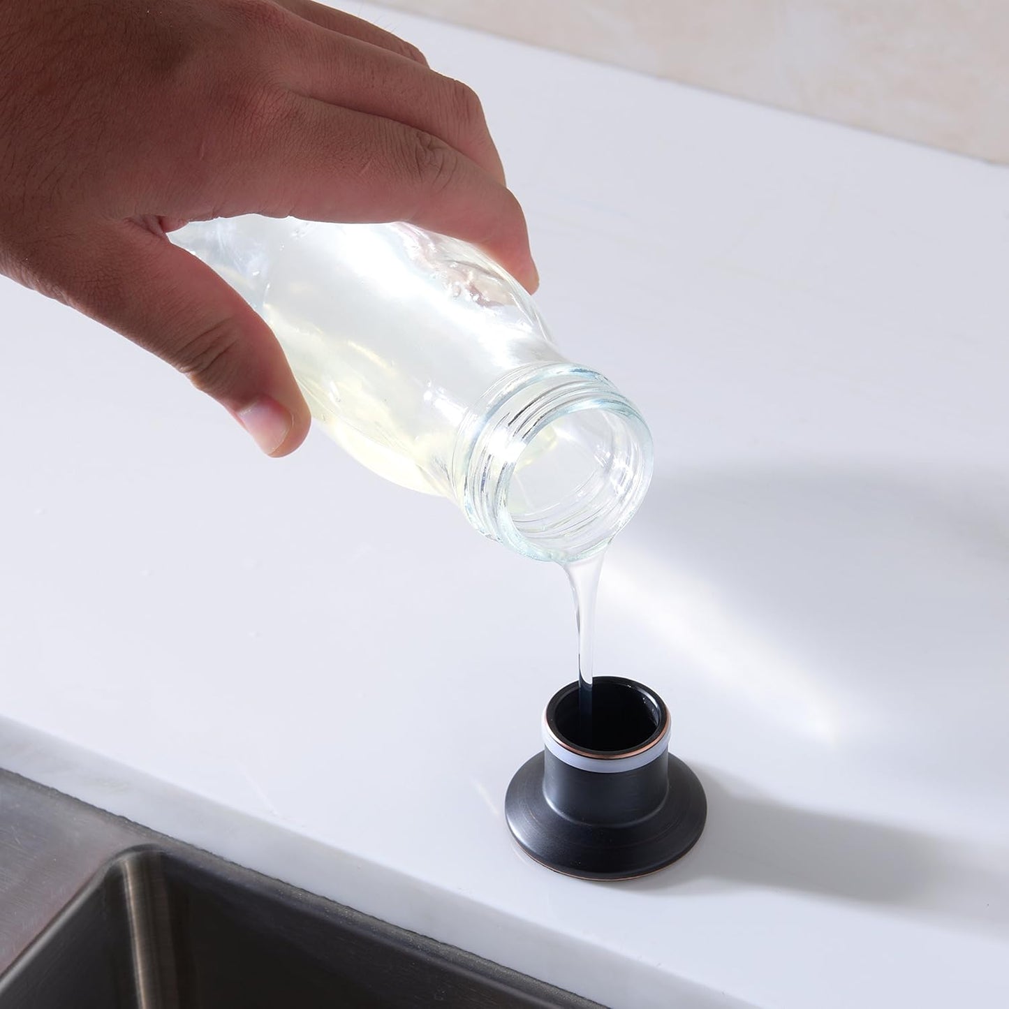 Delle Rosa Soap Dispenser, Liquid Soap Dispensers for Kitchen Sink, Brass Head Kitchen Sink Soap Dispenser Soap or Lotion Pump Dispenser Oil Rubbed Bronze, 11oz/320ml