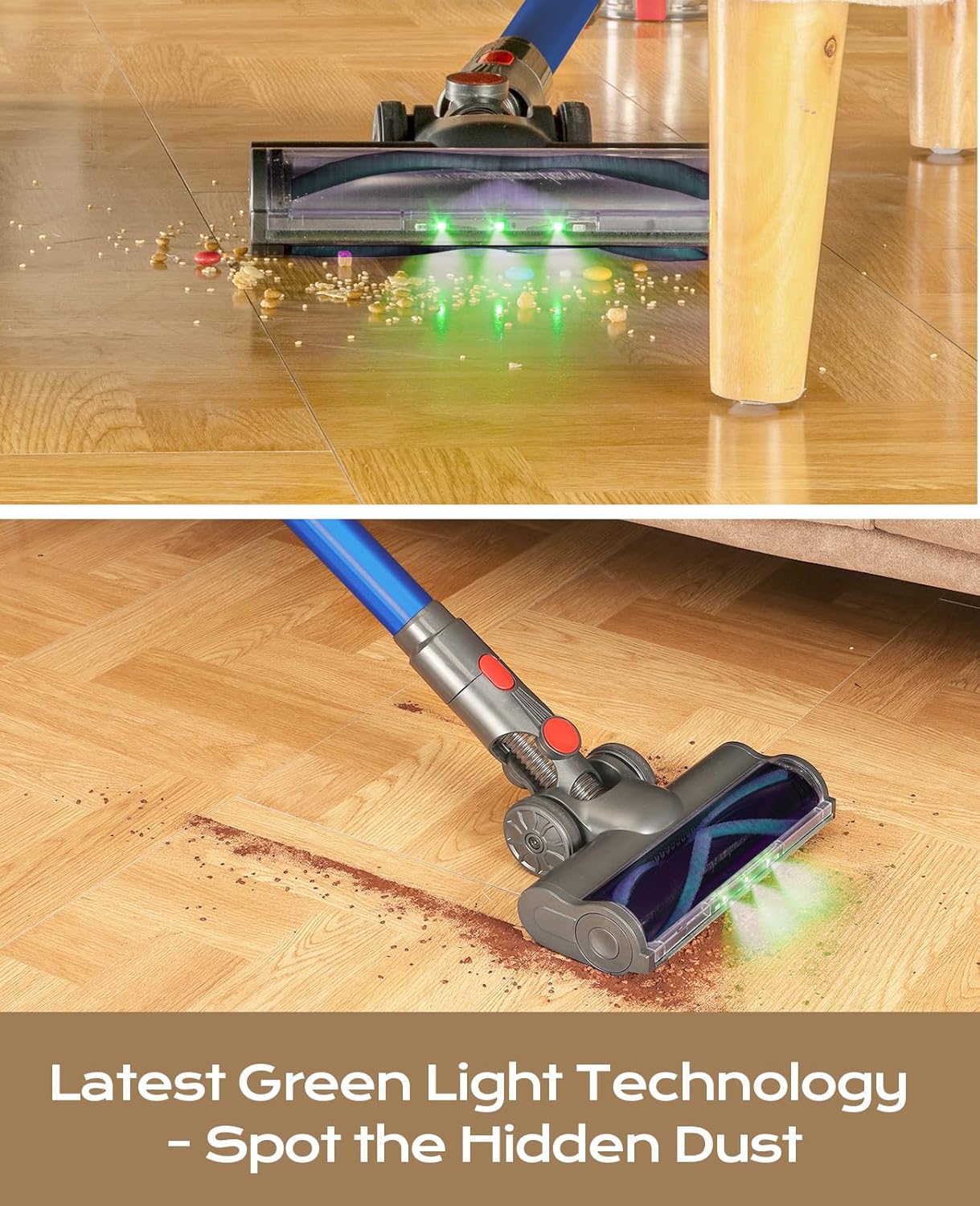 V15 Cordless Vacuum Cleaner, 45Mins Powerful Vacuum Cleaners for Home, Lightweight Stick Vacuum with Advanced Green Light Tech, Rechargeable Battery Vacuum for Carpet,Pet Hair,Hardwood Floor