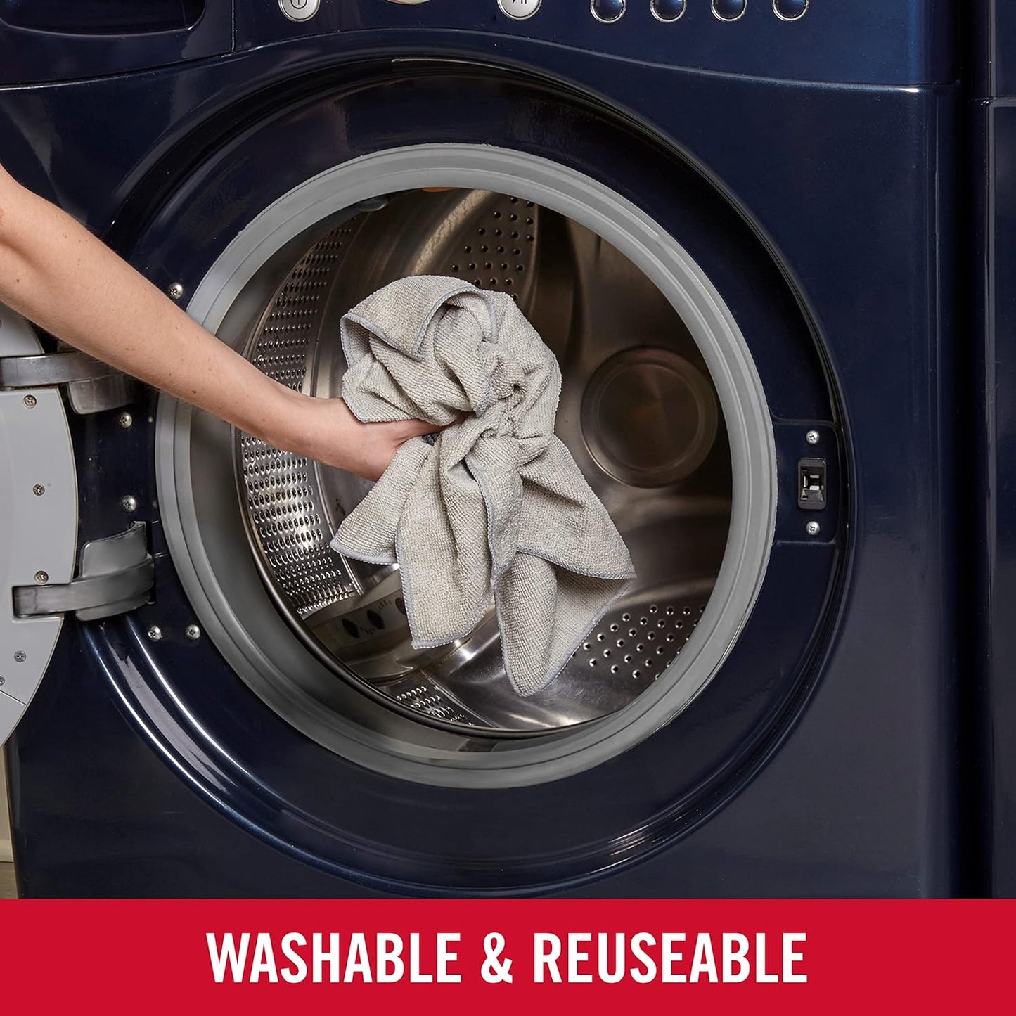 Rubbermaid All Purpose Microfiber Cleaning Cloth Towels, 50 Pack, 12"x12", Non-Scratch, Reusable/Washable for Cleaning/Wiping/Polishing for Home/Kitchen/Car