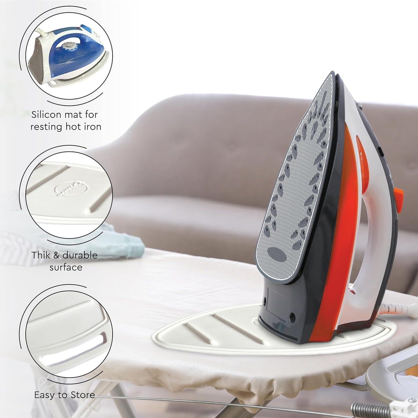 Encasa XO Ironing Board Cover and Pad 42"x14" - Free Silicone Iron Rest & Mesh Cloth - 4mm Felt, Medium Iron Board Cover with Padding - Heat Resistant, Non Slip Drawstring Wildflowers