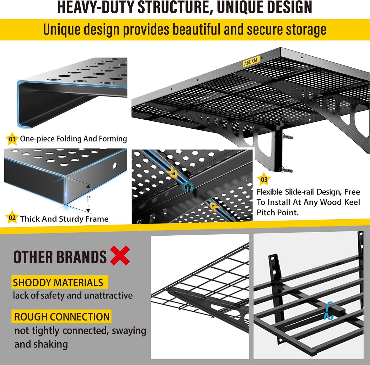 4-Pack 2x3ft Adjustable Garage Wall Shelving 1120lbs Load Capacity Heavy Duty Wall Mounted Storage Shelf Metal Floating Shelves for Garage(Black)