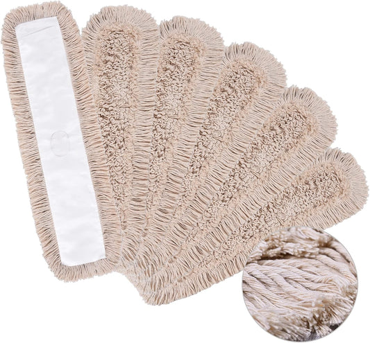 Matthew Cleaning 36'' Cotton Dust Mop Refill Washable Thick Tufted Replacement Heads for Residential & Commercial Use Fit All 36'' Dust Mop Frames, Hardwood, Laminate, Concrete Floors 6 Pack