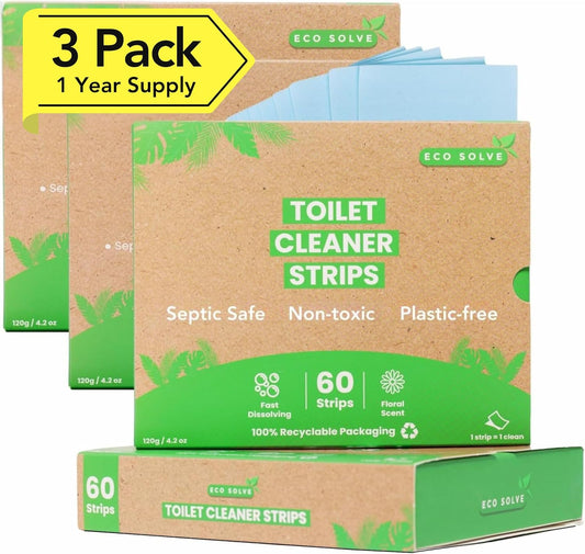 Toilet Bowl Cleaner Strips, Eco-friendly, Non-toxic, Septic Safe, Removes Odors & Stains, Plastic-free, Natural Toilet Bowl Cleaner for Quick and Easy Cleaning, Toilet Fresheners (180 count)