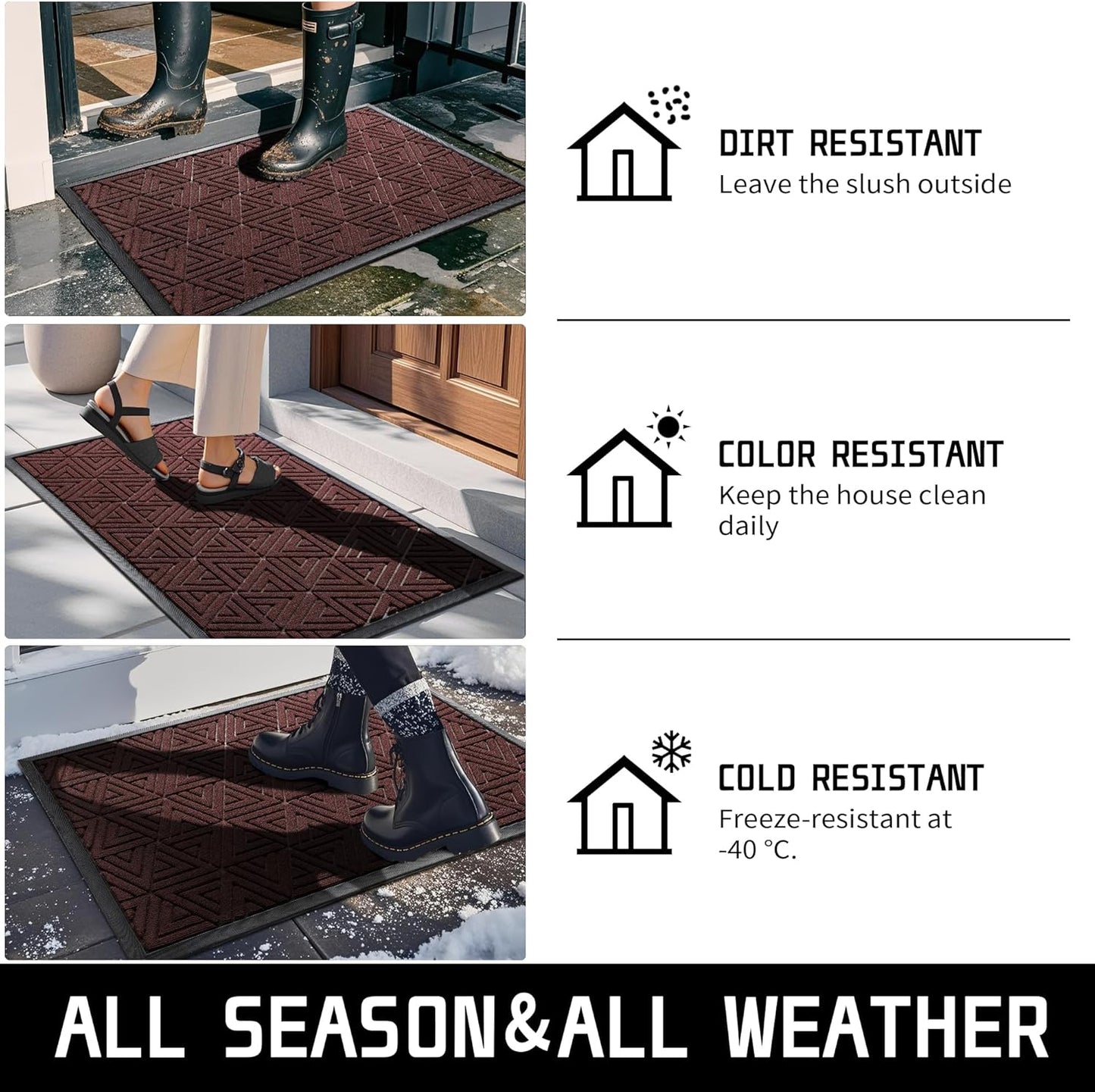 Yimobra Large Door Mat 47x32, All-Weather Waterproof Non-Slip Welcome Matt Outdoor, Heavy Duty Non Slip Doormat for Entryway for Patio and Garage Indoor, Easy Clean, Black Red