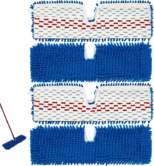 4 Pack Mop Replace Head for Ocedar Hardwood Floor'n More 3-Action Flip Mop,Mop Heads Replacements for Dry Wet Use,Chenille&Microfiber Double Sided Mop Refills,Reusable Mop Pad for Multi Surface Floor