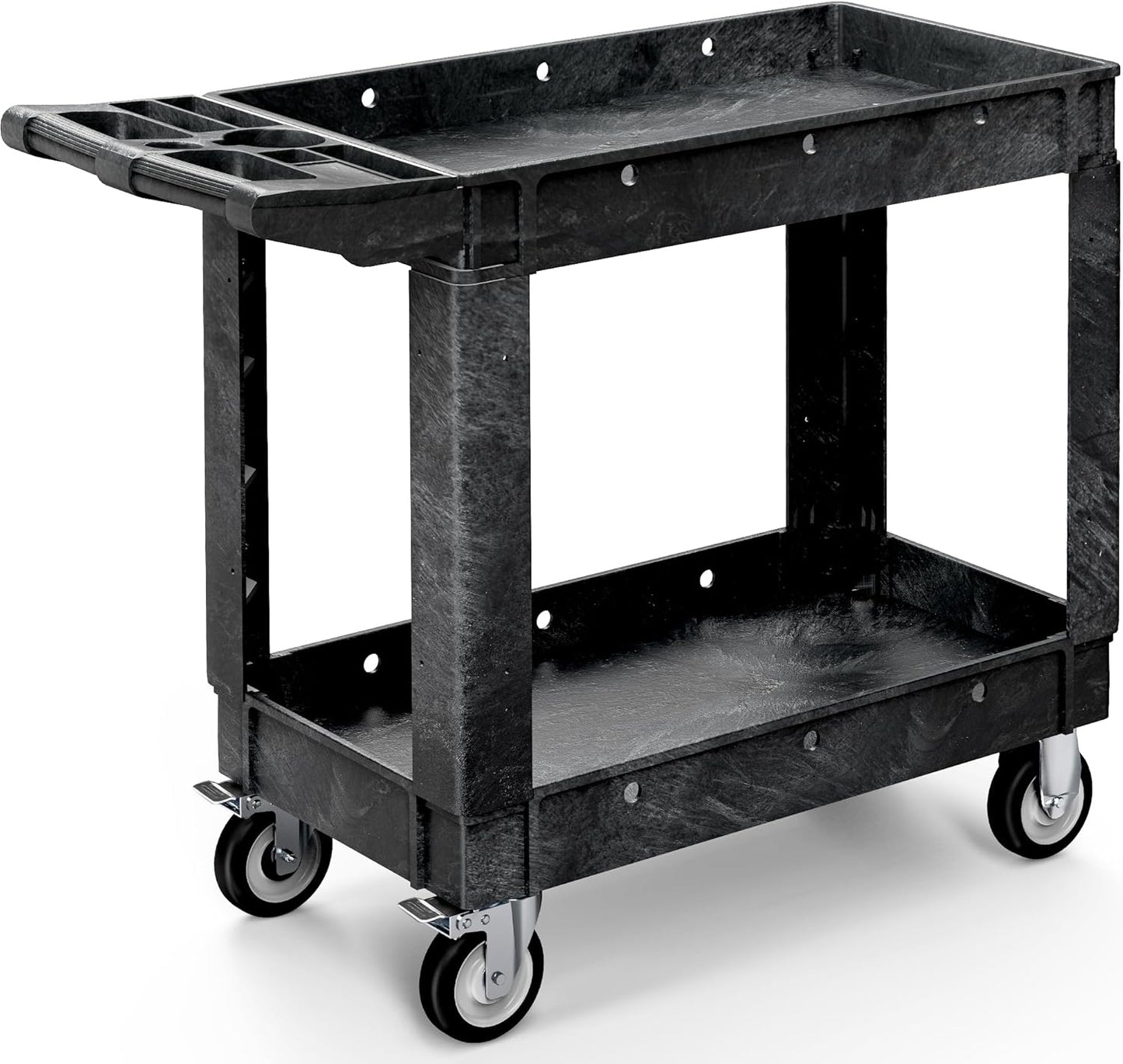 YITAHOME Utility Cart on Wheels, Plastic Tool Cart 550 lbs Capacity Service Cart, 40 x 17 Inch 2 Shelf Extra Heavy Duty Rolling Work Carts for Warehouse, Garage, School & Office, Cleaning, Black