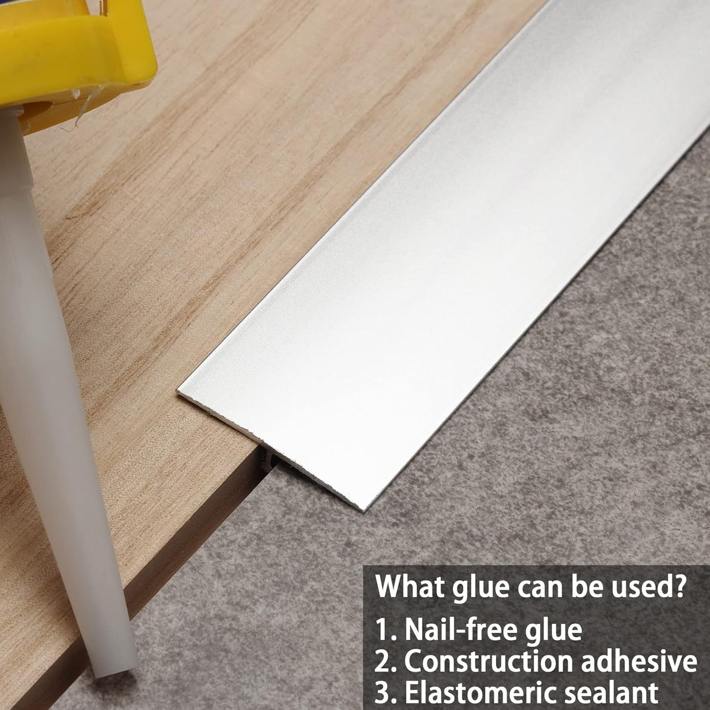 3Pcs Aluminum T Molding Trim & Floor Transition Strips, Flat Divider Strip for Door Threshold and Joining Flooring Gaps of Laminate Planks Tile (2.9Ft x 1.6In, Matte Silver)