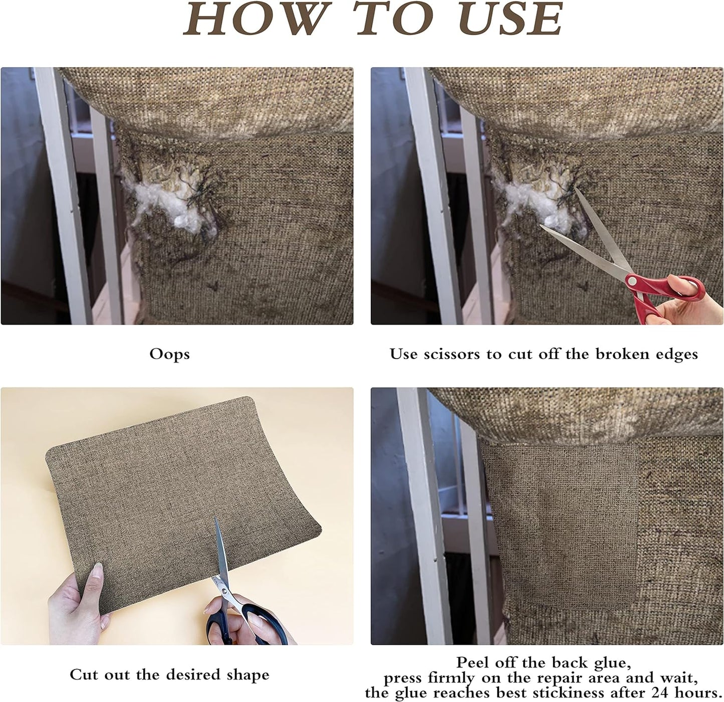 KING MOUNTAIN Fine Linen Repair Patches, Self-Adhesive Linen Fabric Patches, 8X11 inch Extra Size, Multi Color, Can be Used for Linen Sofa Repair and Linen Clothes Repair(8" x 11",Beige 2.0)