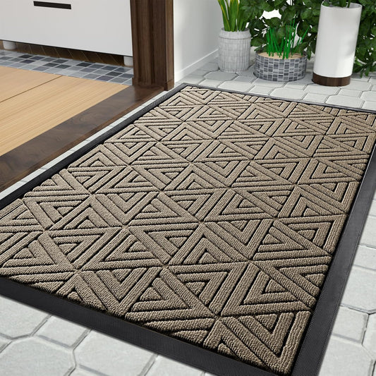 Yimobra Large Door Mat 36x24, All-Weather Waterproof Non-Slip Welcome Matt Outdoor, Heavy Duty Non Slip Doormat for Entryway for Patio and Garage Indoor, Easy Clean, Beige
