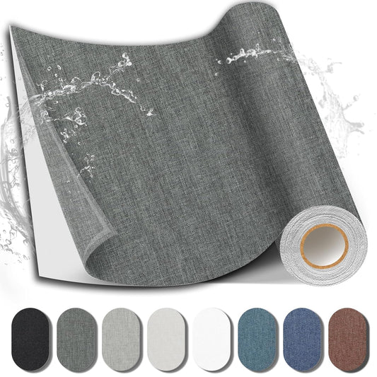 Fabric Repair Patch, 17X158 Inch Fabric Large Repair Tape, Self-Adhesive Patches for Furniture, Sofa, Car Interior, Shoes, Hand Bag, Clothing (Dark Grey, 17X158 Inch)