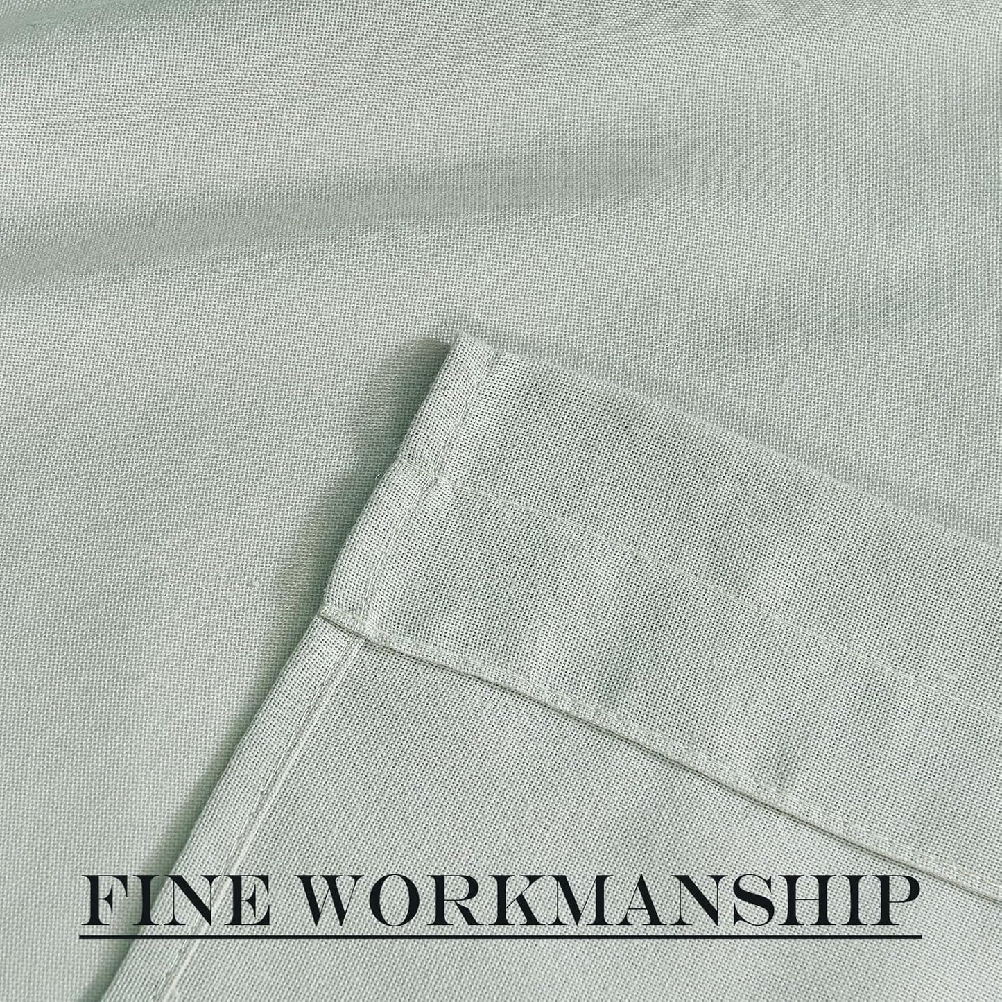 NICETOWN Sage Green Window Curtains Linen Blended, Privacy French Door Curtains Thermal Insulated Covering for Patio Glass Front with Tieback, W52 x L72 inch, 1 Panel