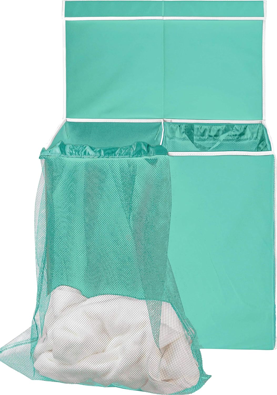 Simple Houseware Double Laundry Hamper with Lid and Removable Bags, Turquoise