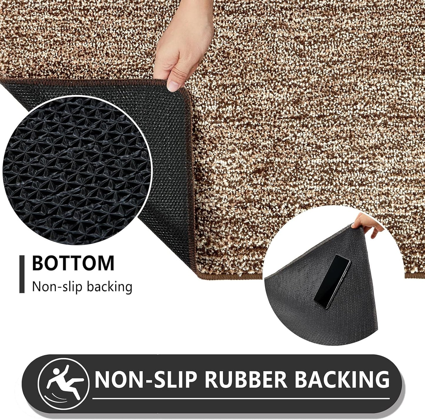 REFETONE Indoor Doormat, Front Door Mat 32"x40" Absorbent Rubber Backing Non Slip Door Mats, Washable Low-Profile Inside Floor Mat Door Rugs for Entryway, Resist Dirt Mud Mat for Dogs, Coffee/Brown