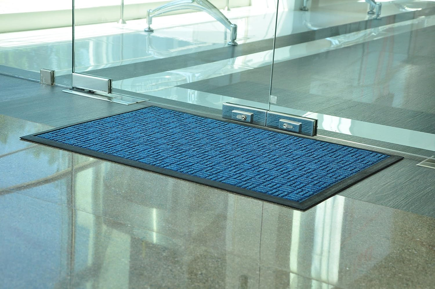 Kempf Water Retainer Entrance Mat, Indoor Outdoor Rubber Rug, Moisture Trapping, Absorbent Mat, 2 by 3-Feet, Blue