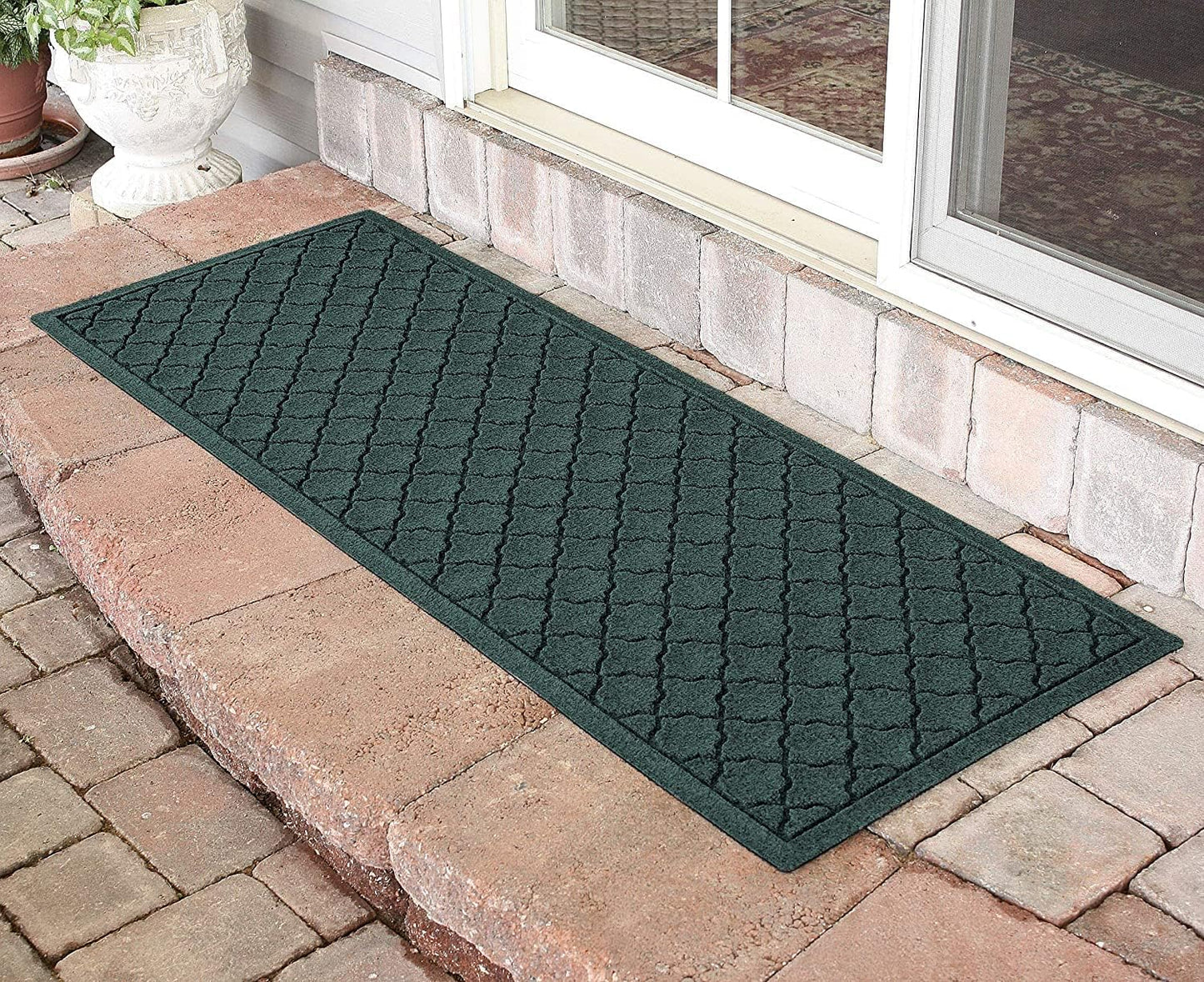 WaterHog Heavy Duty Runner Door Mat, 2' x 5', Made in USA, Durable & Skid-Resistant Entryway Mat, Water-Trapping, Indoor/Outdoor Decorative Floor Covering, Cordova Collection, Evergreen