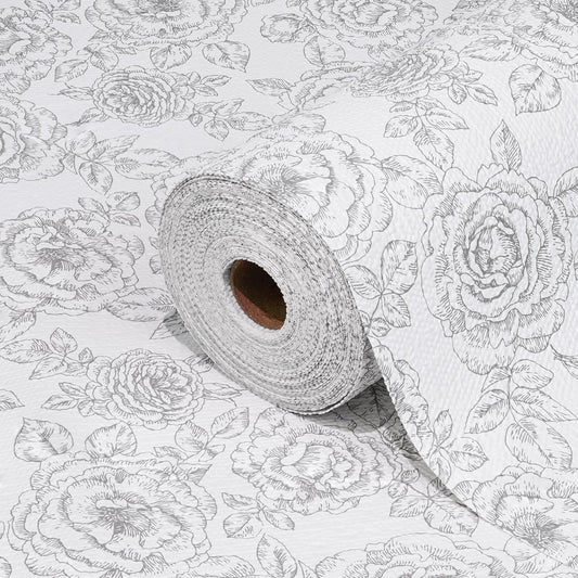 Drawer and Shelf Liner for Kitchen Cabinets Non-Adhesive, Non-Slip Cabinet Liner Shelf Paper Strong Grip Waterproof Easy to Clean for Kitchen Shelves Cupboard, Flower,17.5IN X 20FT