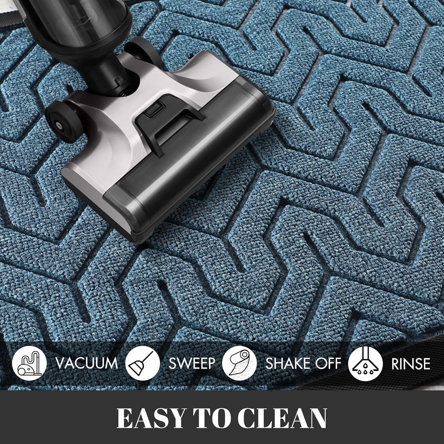 Yimobra Large Door Mat Outside Entrance 47x24, Waterproof Heavy Duty Outdoor Mats for Front Door, Non Slip Rubber Entry Mat for Garage Patio, Easy Clean, Mix Blue