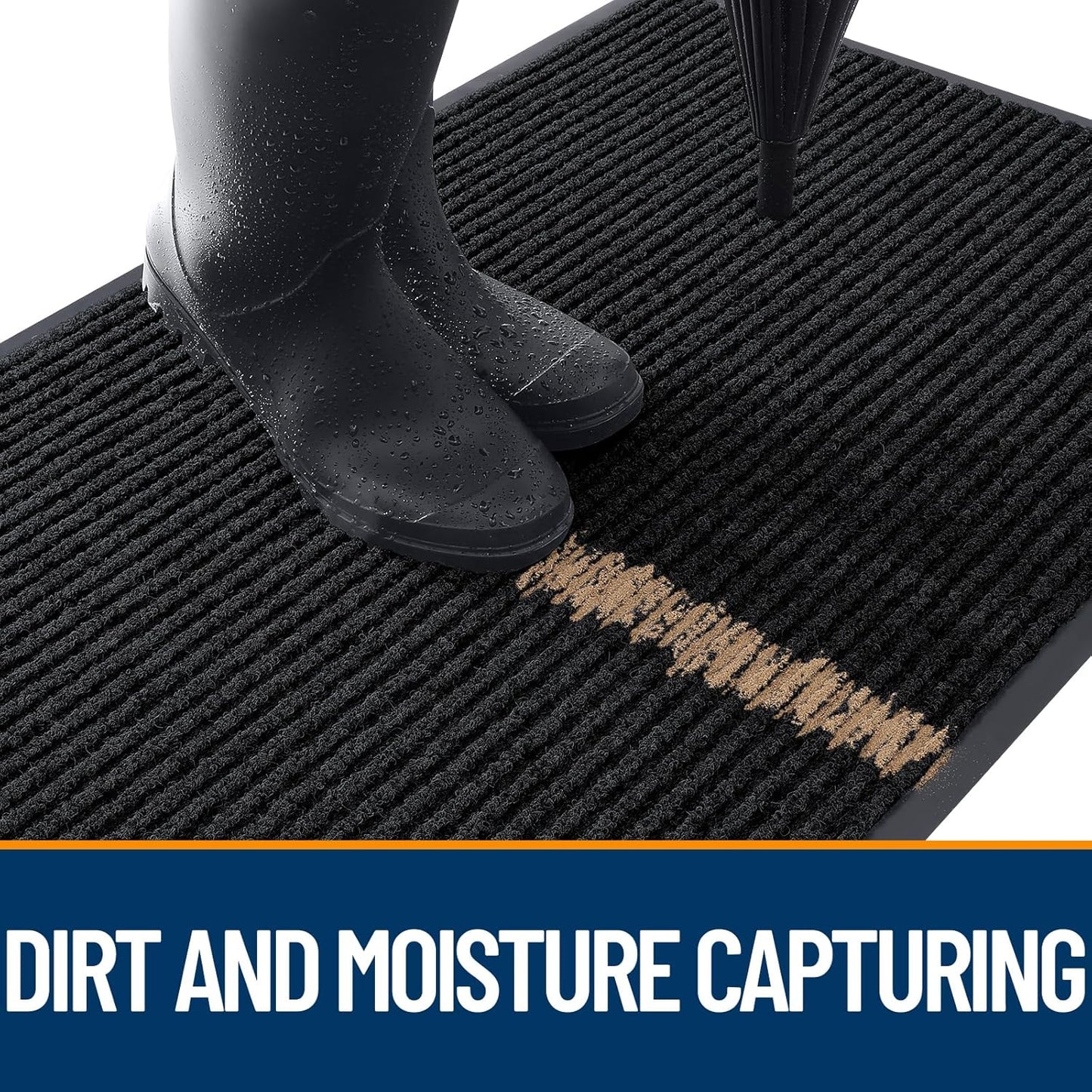 OLANLY Front Door Mat Indoor Outdoor Entrance, Waterproof Heavy Duty Doormat, Fade Resistant, Low Profile, Easy Clean Patio Porch Welcome Floor Mats for Entry, 59x20, Black