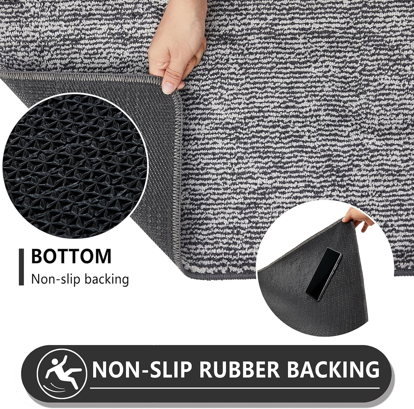 REFETONE Doormat, 32'x40', Indoor Absorbent Non Slip Dark Grey Doormat, Resist Dirt, Machine Washable, Low-Profile Entry Rug for High-Traffic Areas, Housewarming Gift