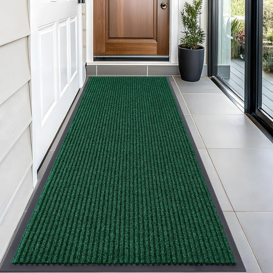 OLANLY Front Door Mat Indoor Outdoor Entrance, Waterproof Heavy Duty Doormat, Fade Resistant, Low Profile, Easy Clean Patio Porch Welcome Floor Mats for Entry, 59x23, Green
